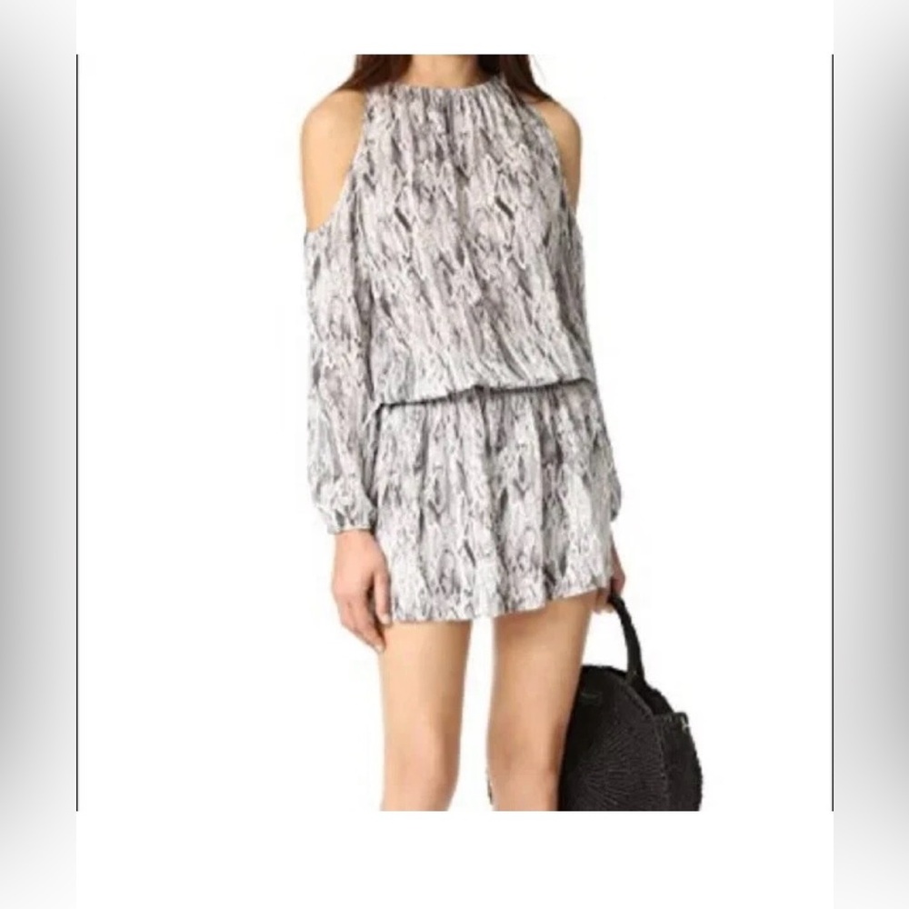 Ramy Brook Women's Cold Shoulder Snakeskin Print Silk Romper Size XS/S